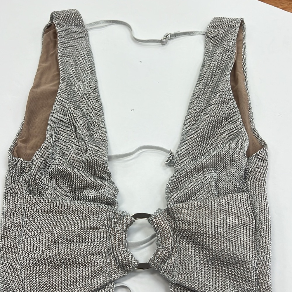 OUTCAST CASSIUS MINI DRESS SILVER NWT XS - Picture 10 of 11